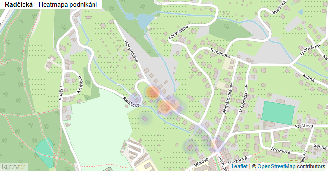 Radčická - mapa podnikání