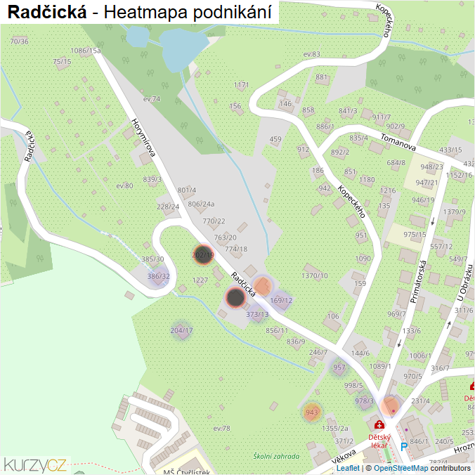 Mapa Radčická - Firmy v ulici.