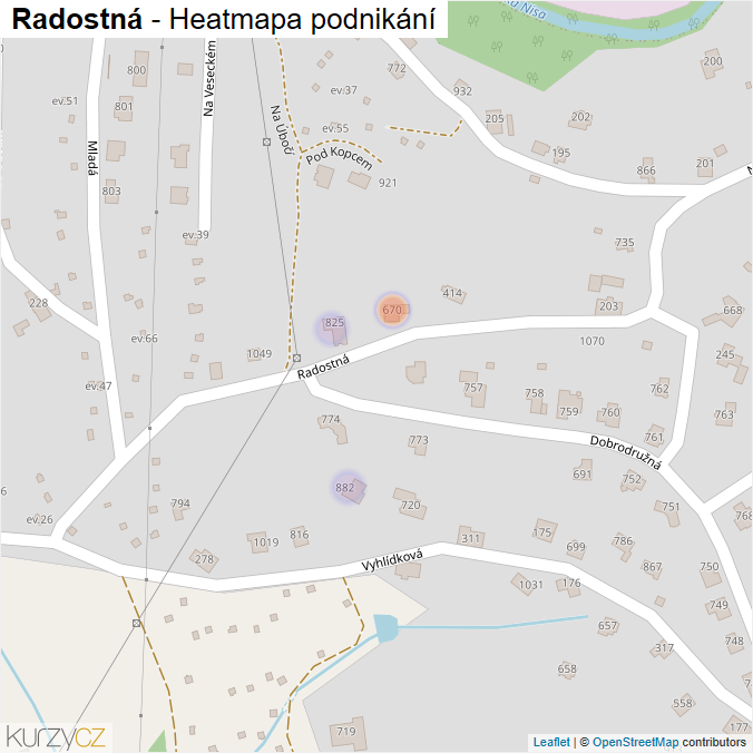 Mapa Radostná - Firmy v ulici.