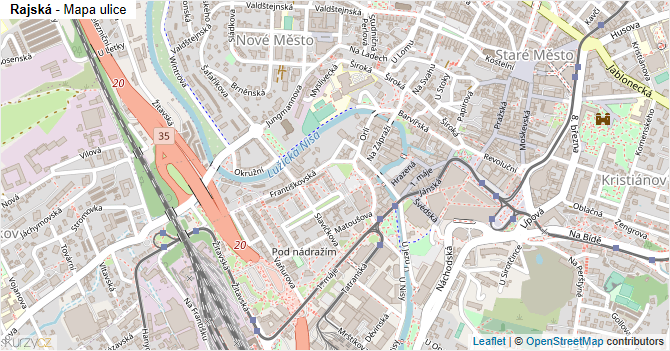 Rajská - mapa ulice