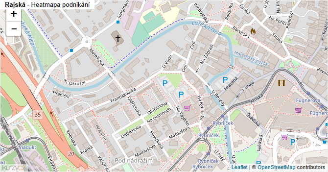 Rajská - mapa podnikání