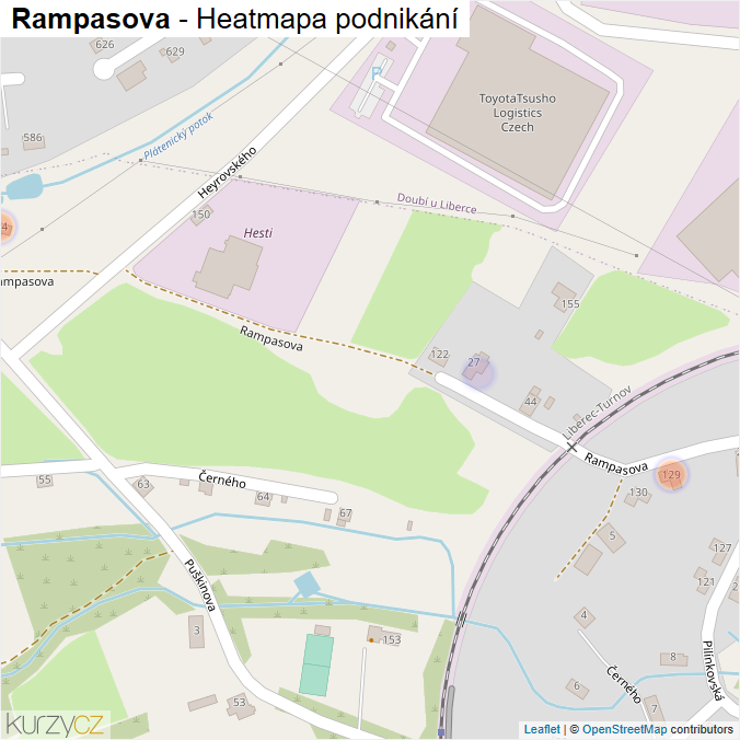 Mapa Rampasova - Firmy v ulici.