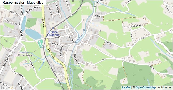 Raspenavská - mapa ulice