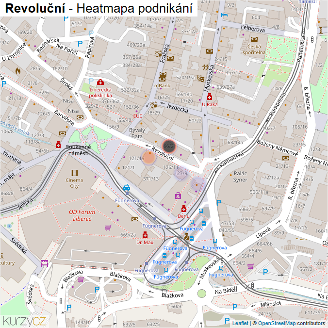 Mapa Revoluční - Firmy v ulici.