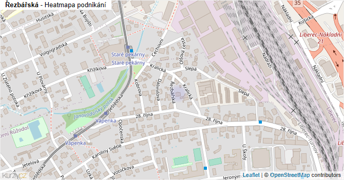 Řezbářská - mapa podnikání