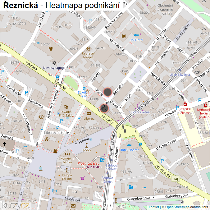 Mapa Řeznická - Firmy v ulici.
