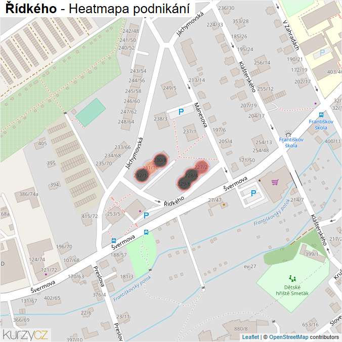Mapa Řídkého - Firmy v ulici.