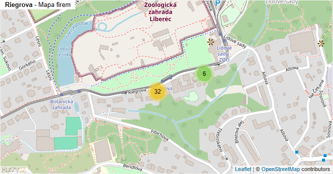 Riegrova - mapa firem