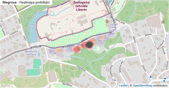 Riegrova - mapa podnikání