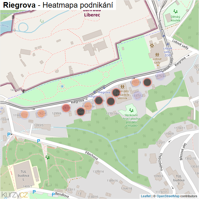 Mapa Riegrova - Firmy v ulici.