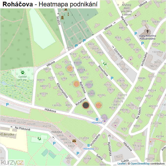 Mapa Roháčova - Firmy v ulici.