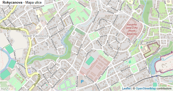 Rokycanova - mapa ulice