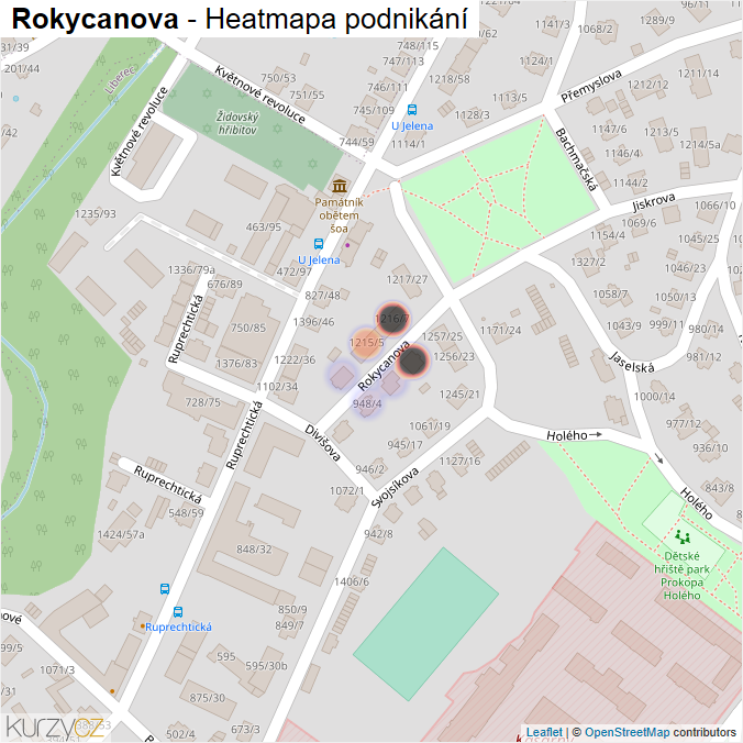 Mapa Rokycanova - Firmy v ulici.