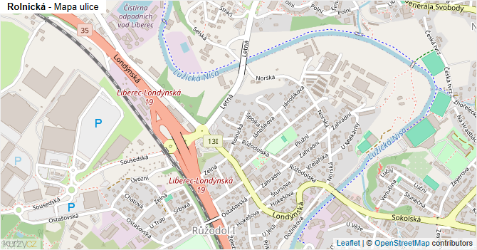Rolnická - mapa ulice