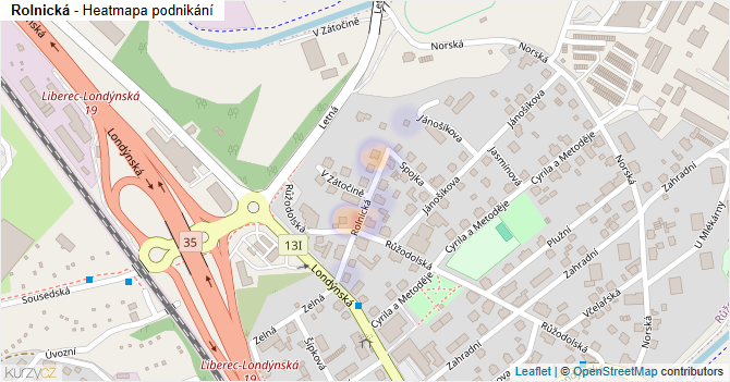Rolnická - mapa podnikání