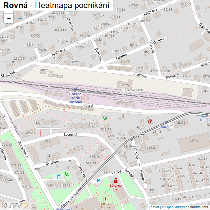 Mapa Rovná - Firmy v ulici.