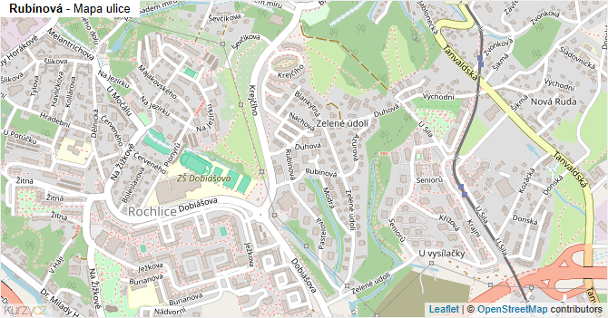 Rubínová - mapa ulice