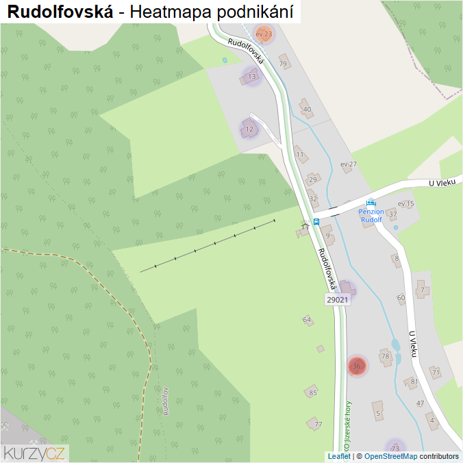 Mapa Rudolfovská - Firmy v ulici.