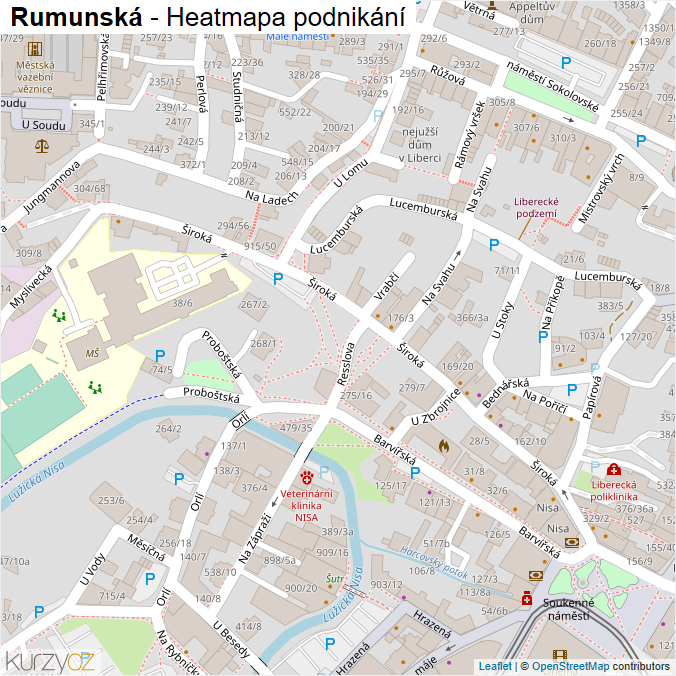 Mapa Rumunská - Firmy v ulici.