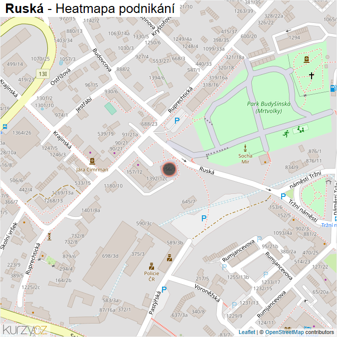 Mapa Ruská - Firmy v ulici.