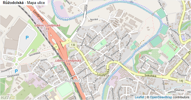 Růžodolská - mapa ulice