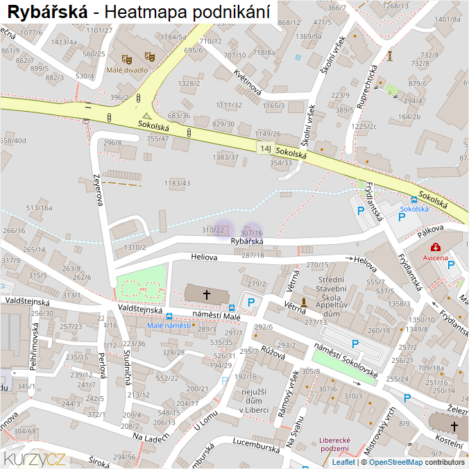 Mapa Rybářská - Firmy v ulici.