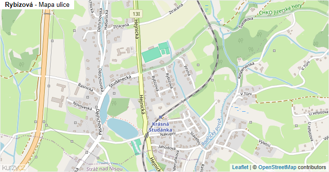 Rybízová - mapa ulice