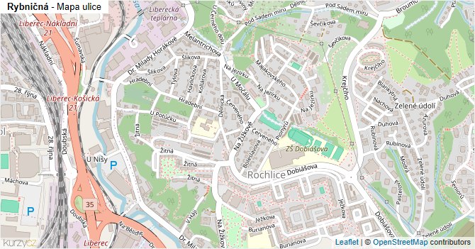 Rybničná - mapa ulice