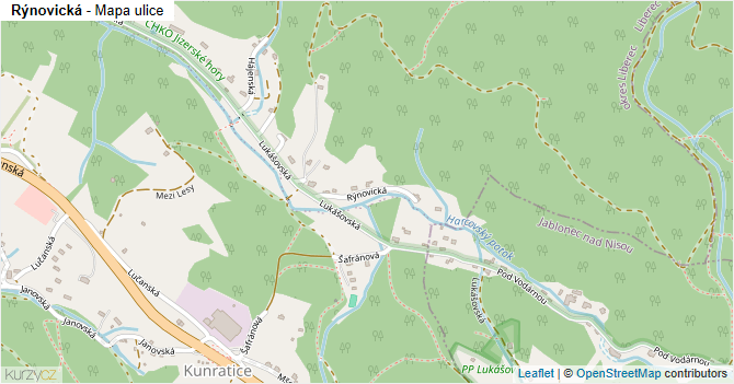 Rýnovická - mapa ulice