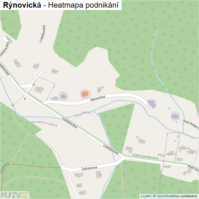 Mapa Rýnovická - Firmy v ulici.