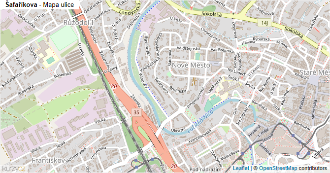 Šafaříkova - mapa ulice