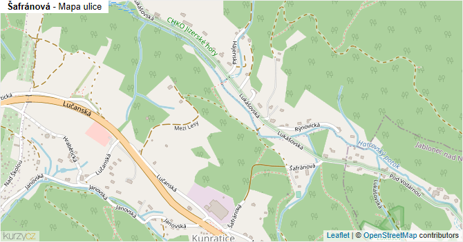 Šafránová - mapa ulice