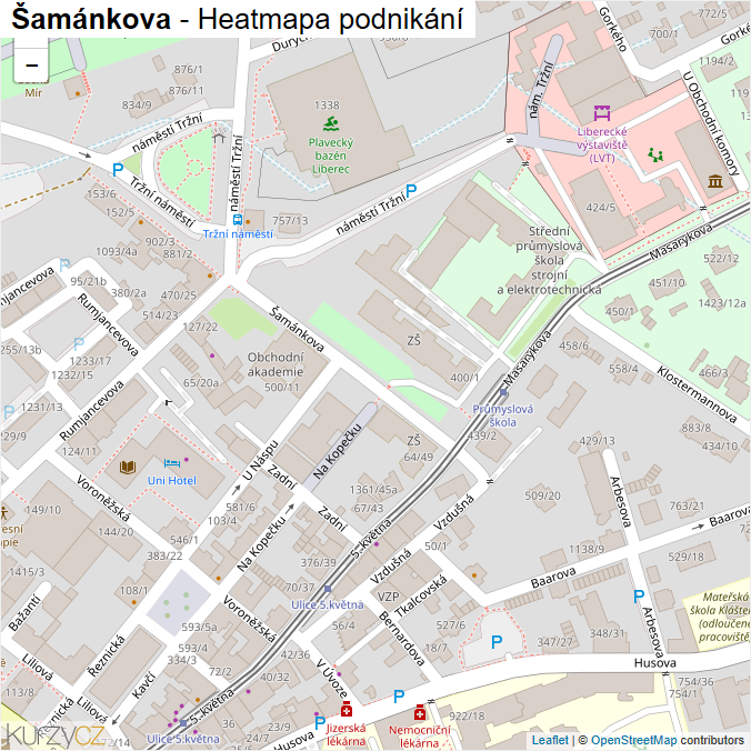 Mapa Šamánkova - Firmy v ulici.