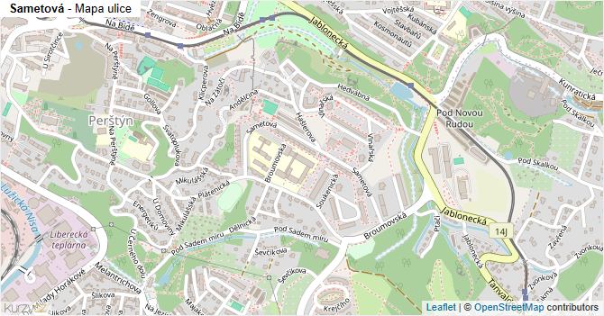 Sametová - mapa ulice