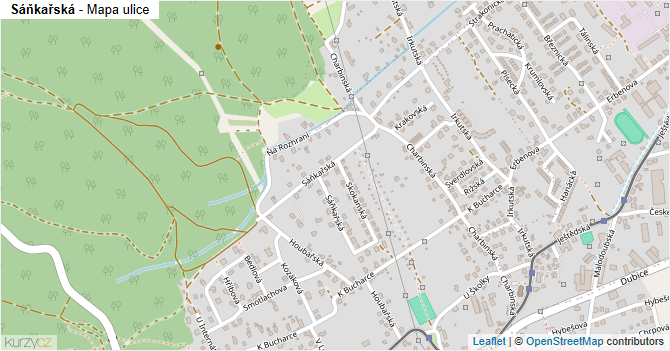 Sáňkařská - mapa ulice