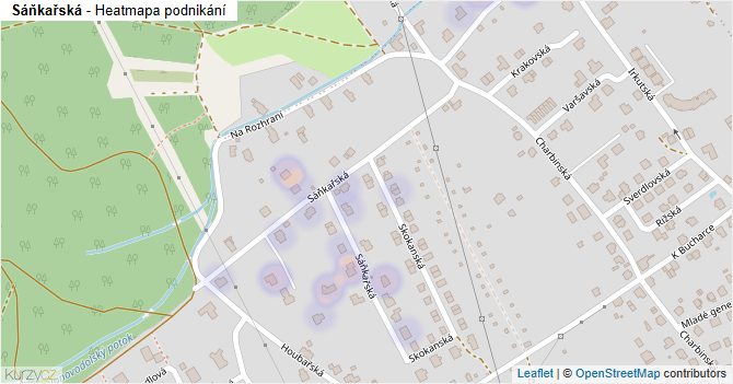 Sáňkařská - mapa podnikání