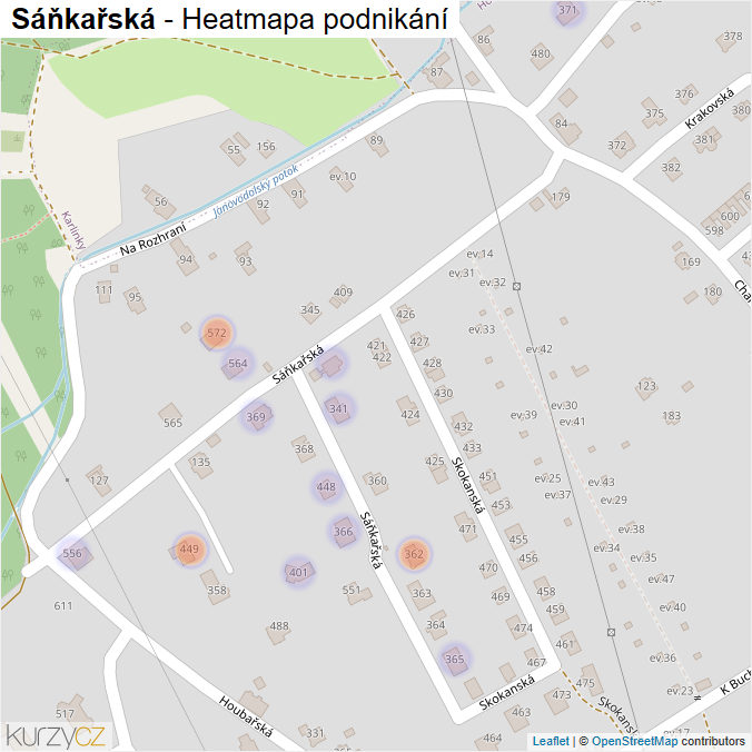 Mapa Sáňkařská - Firmy v ulici.