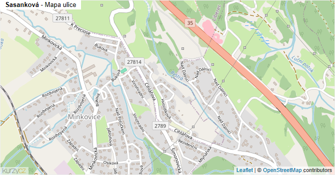 Sasanková - mapa ulice