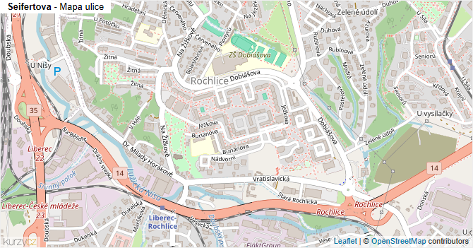 Seifertova - mapa ulice