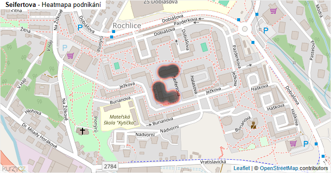 Seifertova - mapa podnikání