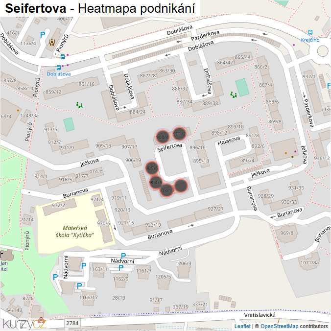 Mapa Seifertova - Firmy v ulici.