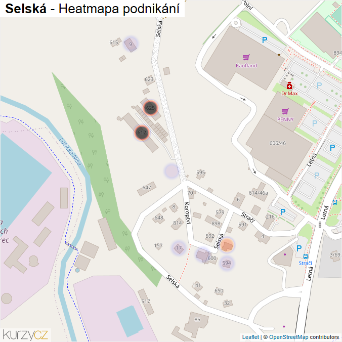 Mapa Selská - Firmy v ulici.