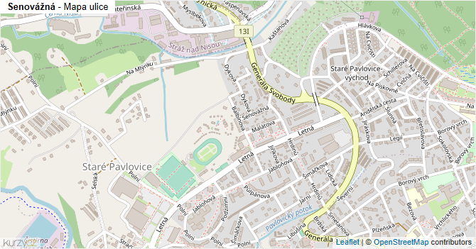 Senovážná - mapa ulice
