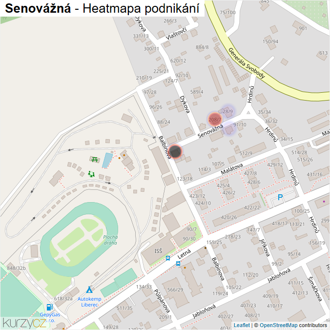 Mapa Senovážná - Firmy v ulici.