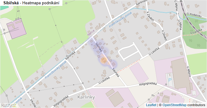 Sibiřská - mapa podnikání
