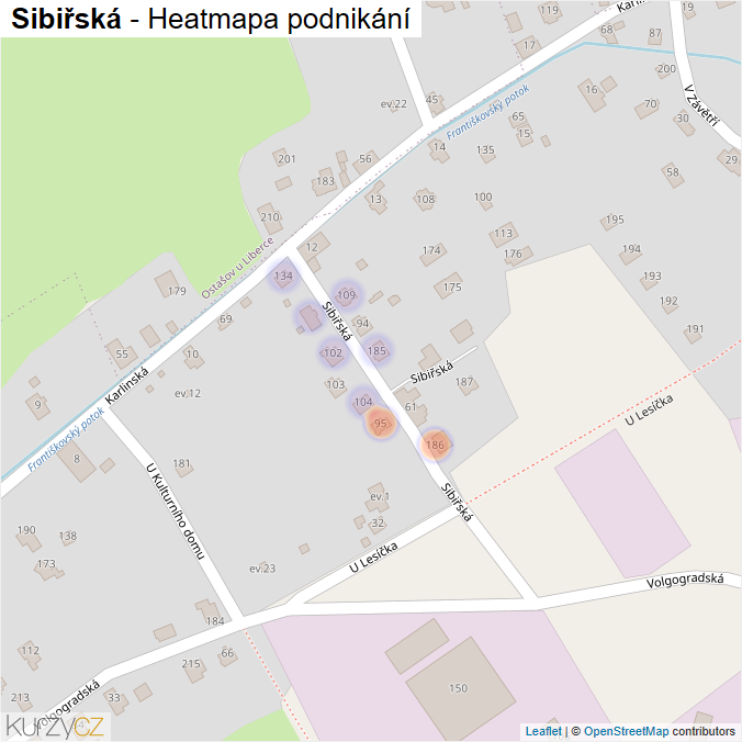 Mapa Sibiřská - Firmy v ulici.