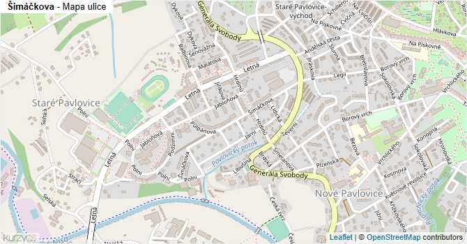 Šimáčkova - mapa ulice