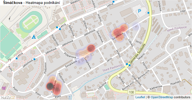 Šimáčkova - mapa podnikání