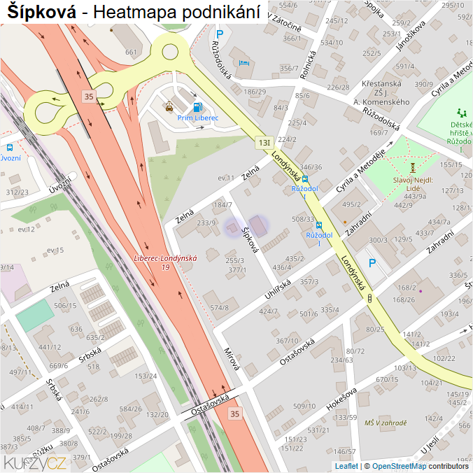 Mapa Šípková - Firmy v ulici.