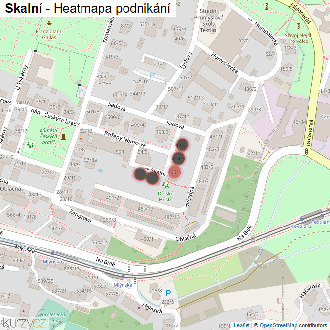 Mapa Skalní - Firmy v ulici.